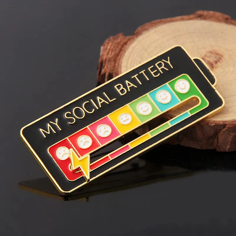 Social Battery Brooch